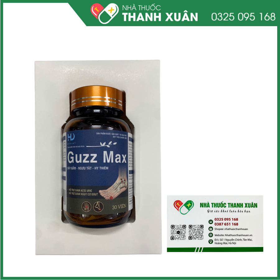 Guzz Max hỗ trợ giảm acid uric, hỗ trợ giảm nguy cơ Gout